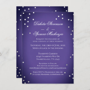 Invitation Mariage pourpre   Chic Ultra Violet Argent Confett