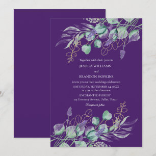 Invitation Mariage pourpre de lavande d'Eucalyptus botanique