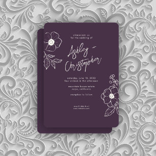Invitation Mariage pourpre de plante végétale végétale végéta