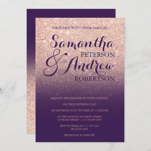 Invitation Mariage pourpre de raisin de parties scintillantes