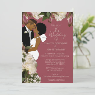 Invitation Mariage poussiéreux rose de la mariée et du marié 