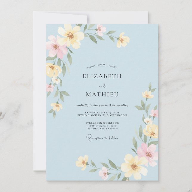 Invitation Mariage Powder Butter Bloom (Devant)