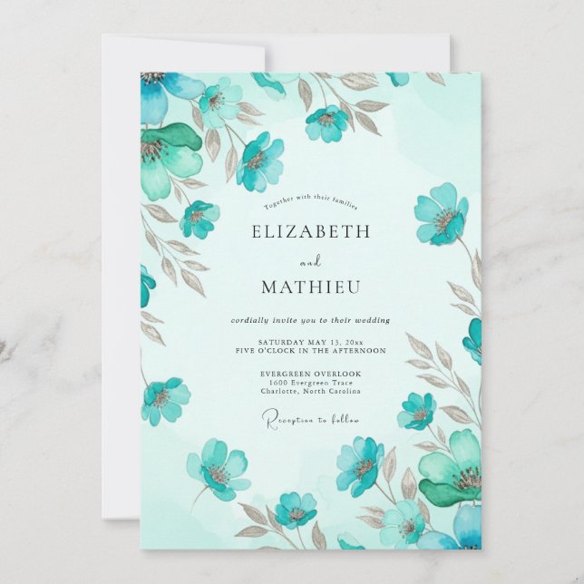 Invitation Mariage Prairie Brise de Teal (Devant)