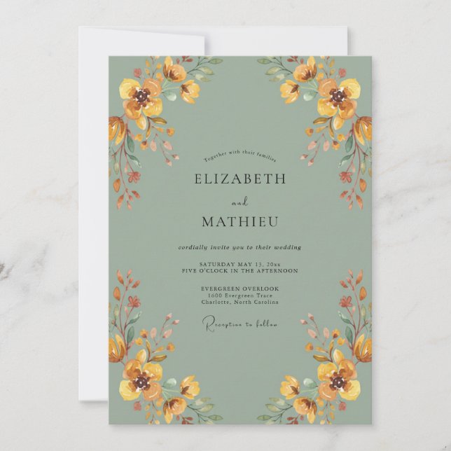Invitation Mariage Prairie de Fleurs Sauvages de Moutarde (Devant)