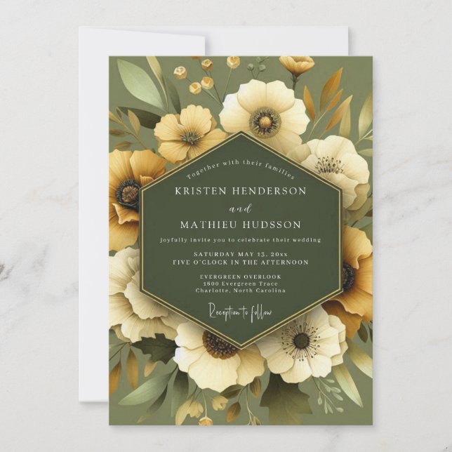 Invitation Mariage Prairie Dorée Olives (Devant)