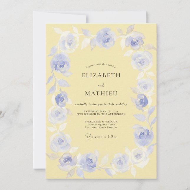 Invitation Mariage Prairie Fleur de Pervenche (Devant)