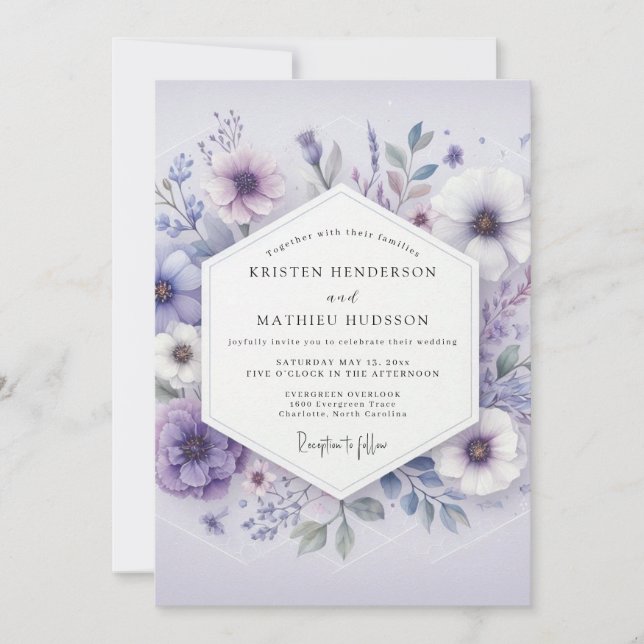 Invitation Mariage Prairie Fleurie de Lavande (Devant)