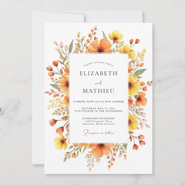 Invitation Mariage Prairie Radieuse Ambre (Devant)