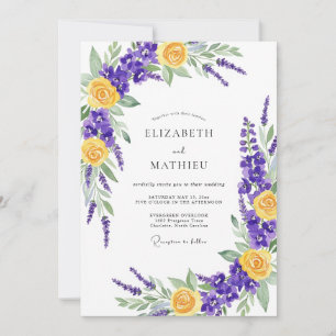 Invitation Mariage Prairie Vibrante Jaune Violet