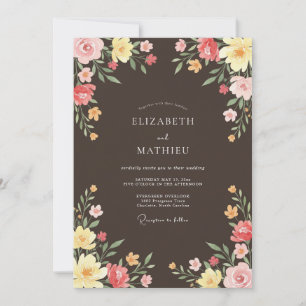 Invitation Mariage Prairie Vivide Brun au Chocolat