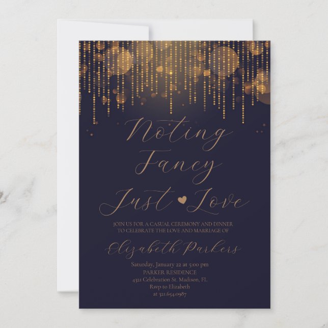 Invitation Mariage précipité Navy Blue Nothing Fancy Just Lov (Devant)
