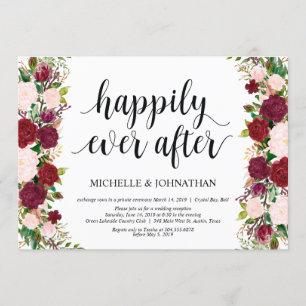 Invitation Mariage précipité rose Marsala, heureux pour toujo