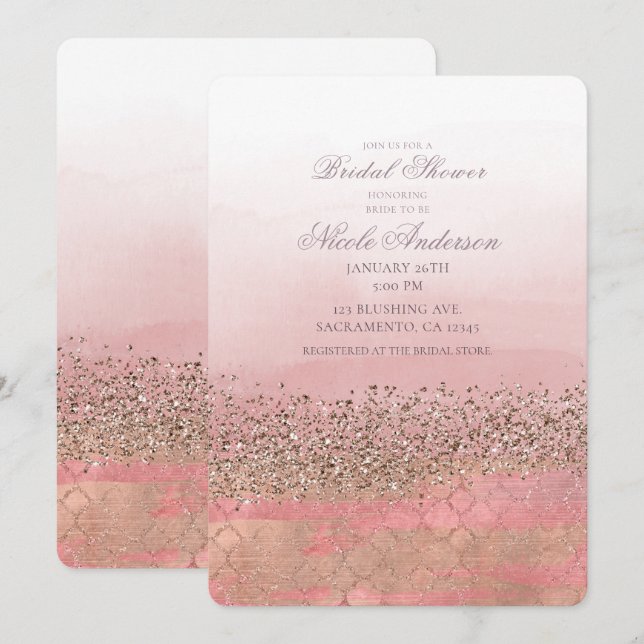 Invitation Mariage princier marocain indien rose (Devant / Derrière)