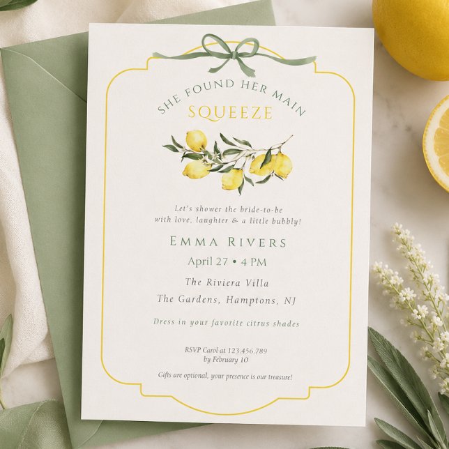 Invitation Mariage Principal Citron Sauge Verte (Main Squeeze Citrus Sage Green Bridal Shower Invitation)