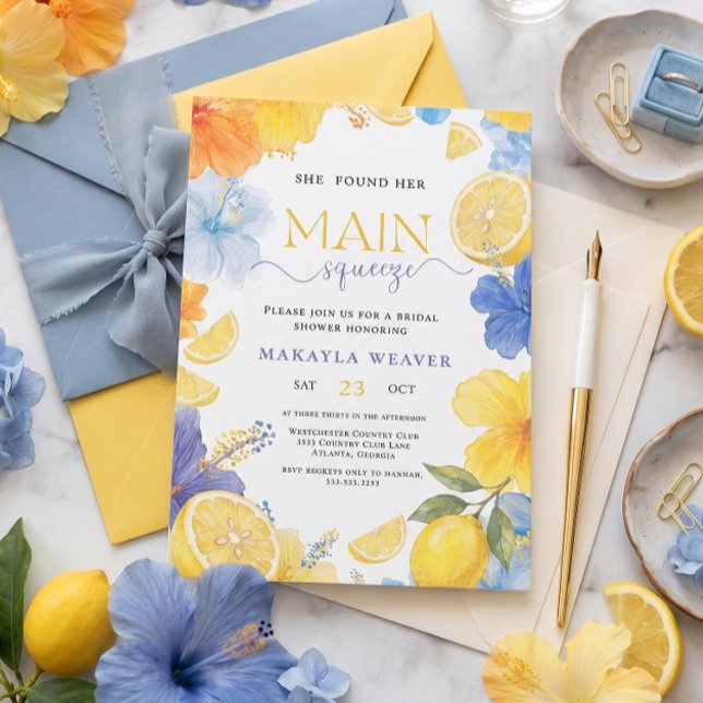 Invitation Mariage Principal Fleur Bleue de Citron (Créateur téléchargé)