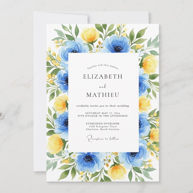 Invitation Mariage Printanier Abondant sous le Ciel d'Azur Ca (Devant)