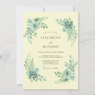 Invitation Mariage printanier aéré jaune pâle