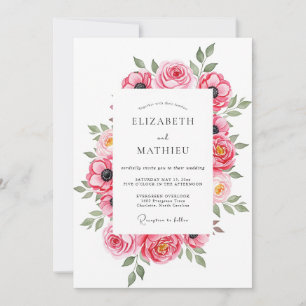 Invitation Mariage printanier aéré rose