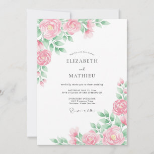 Invitation Mariage printanier aéré rose chou