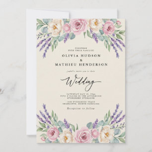 Invitation Mariage printanier aérien au lavande