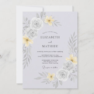 Invitation Mariage Printanier Argenté au Lavande