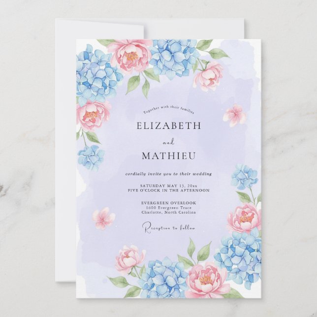 Invitation Mariage Printanier aux Teintes de Lilas Breezy (Devant)