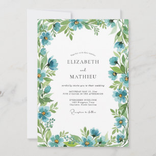 Invitation Mariage printanier botanique sarcelle