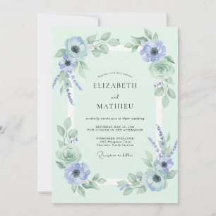Invitation Mariage Printanier Doux Menthe