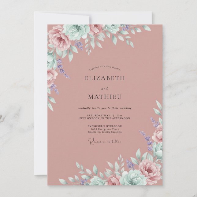 Invitation Mariage printanier envoûtant de Canyon Rose (Devant)
