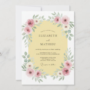 Invitation Mariage Printanier Éthéré Rose