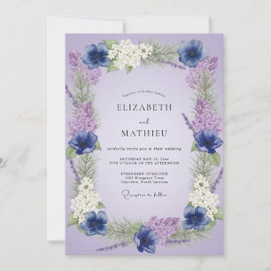 Invitation Mariage printanier fantaisiste au lavande