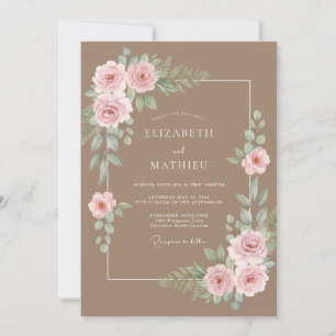 Invitation Mariage printanier fantaisiste au moka