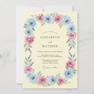 Invitation Mariage printanier fantaisiste bleu clair