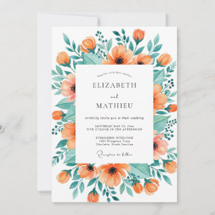 Invitation Mariage printanier gracieux mandarine