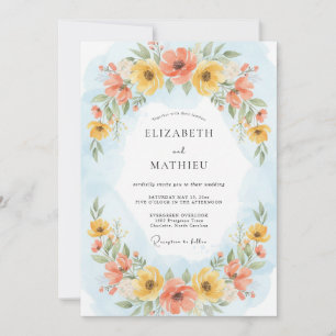 Invitation Mariage Printanier Joyeux Bleu Ciel