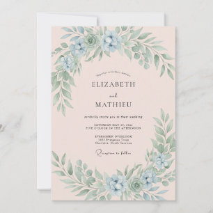 Invitation Mariage printanier lumineux rose tendre