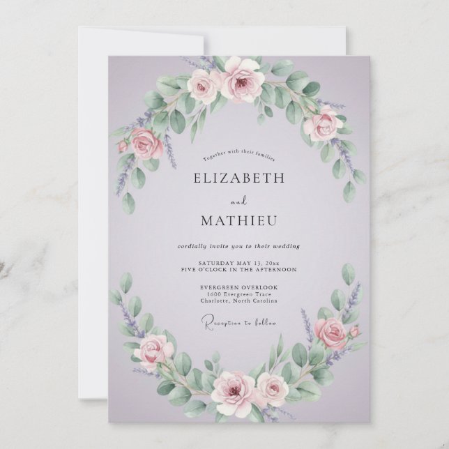 Invitation Mariage printanier luxuriant de lavande (Devant)