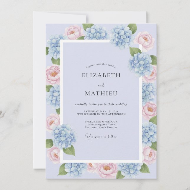 Invitation Mariage printanier luxuriant de pervenche (Devant)