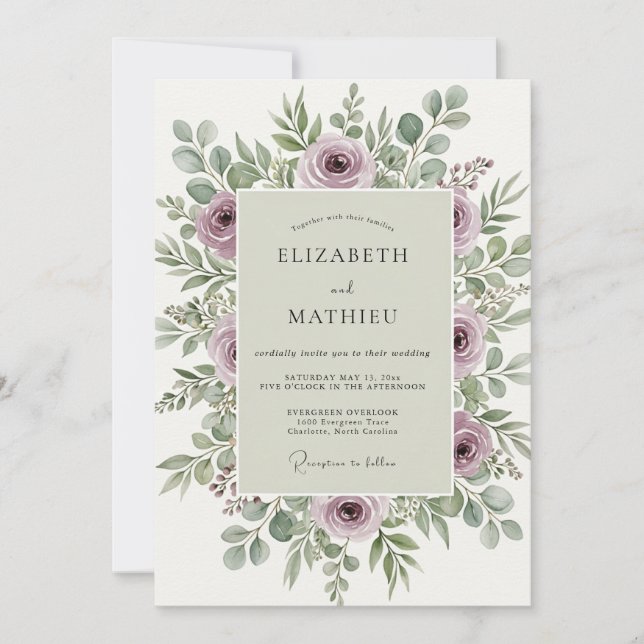 Invitation Mariage printanier mauve séduisant (Devant)