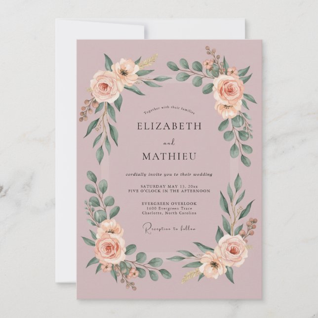 Invitation Mariage printanier mauve serein (Devant)