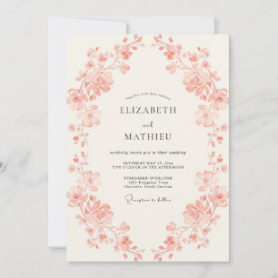 Invitation Mariage Printanier Orné de Pêche