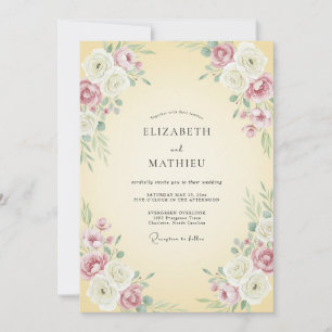 Invitation Mariage printanier peintre couleur crème