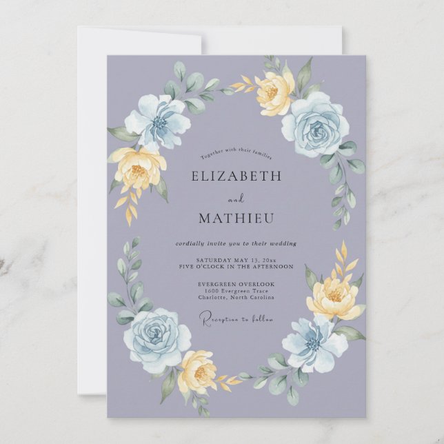 Invitation Mariage printanier pittoresque lavande (Devant)