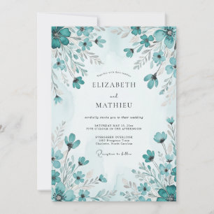 Invitation Mariage printanier pittoresque sarcelle