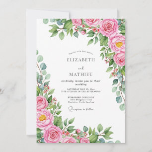 Invitation Mariage Printanier Rose Doux