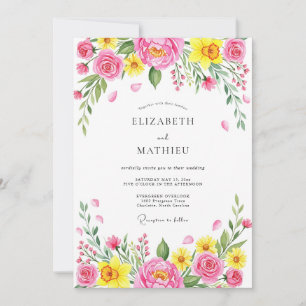 Invitation Mariage Printanier Rose et Joyeux