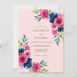 Invitation Mariage Printanier Rose Exubérant
