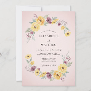 Invitation Mariage printanier rose poudré plein de vie