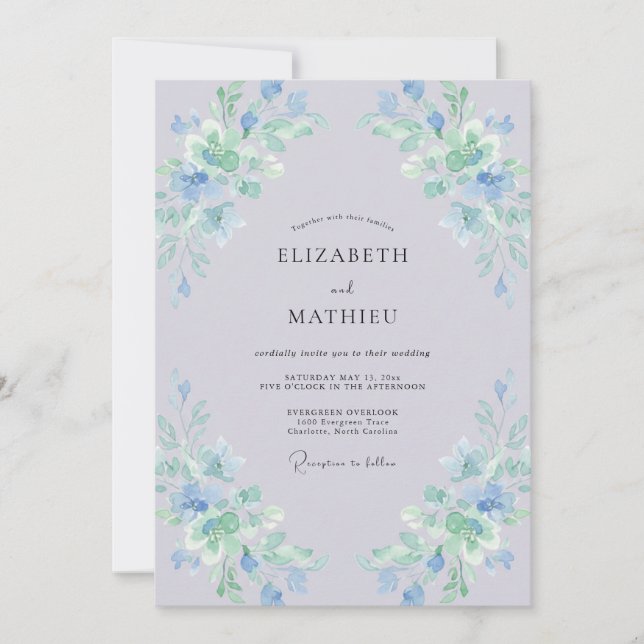 Invitation Mariage printanier séduisant au lilas (Devant)