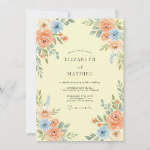 Invitation Mariage printanier séduisant aux pêches